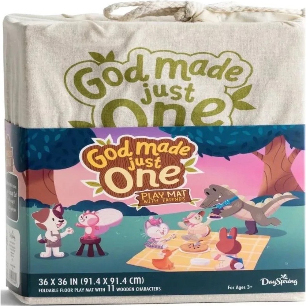 DaySpring God Made Just One Play Mat 36x36 Foldable Floor Mat 11 Wood Characters